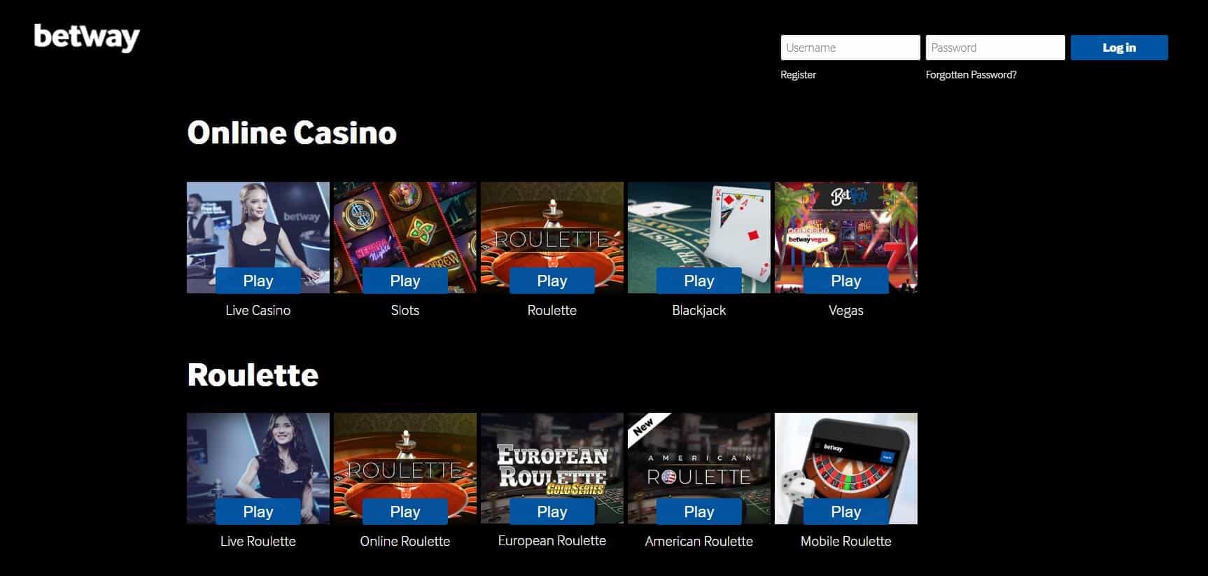 betway casino roulette