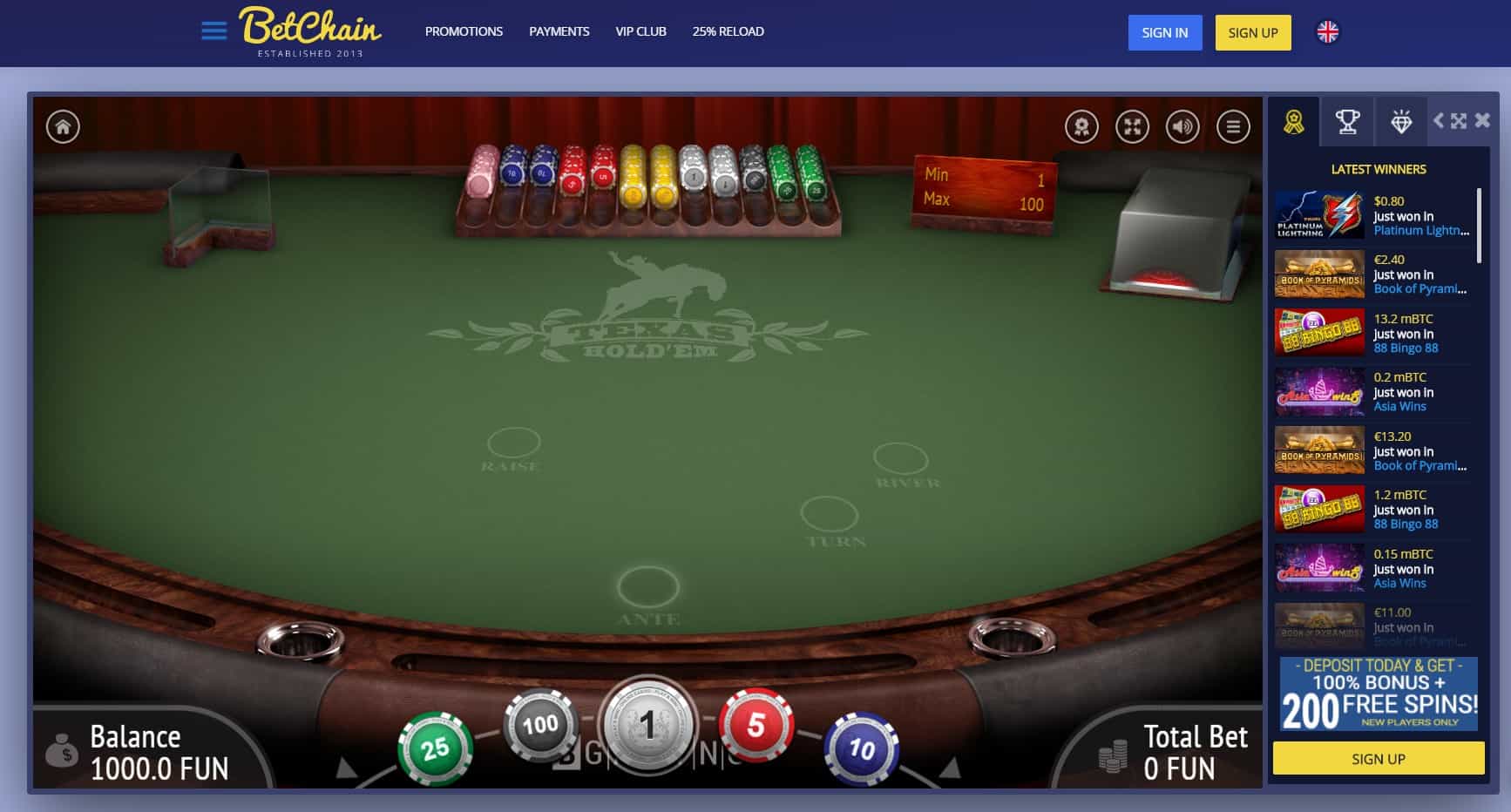 Bet chain casino texas holdem game