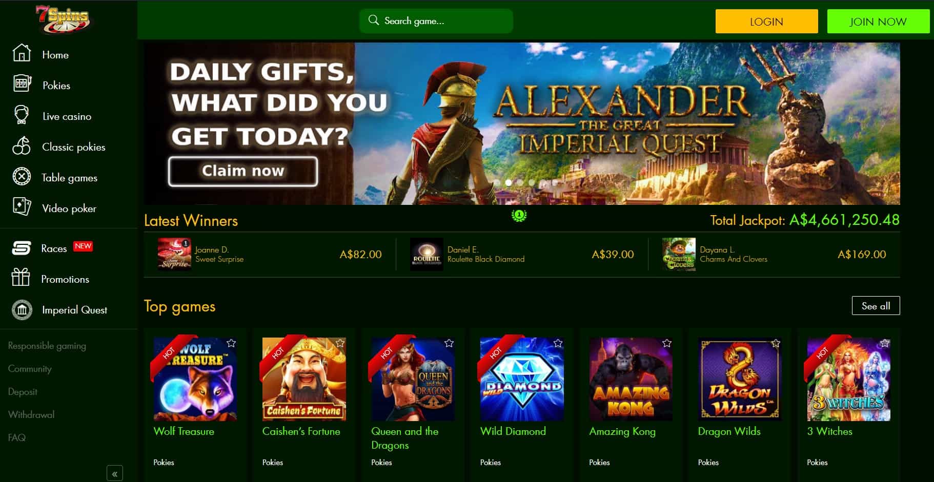 gambling sites with free spins