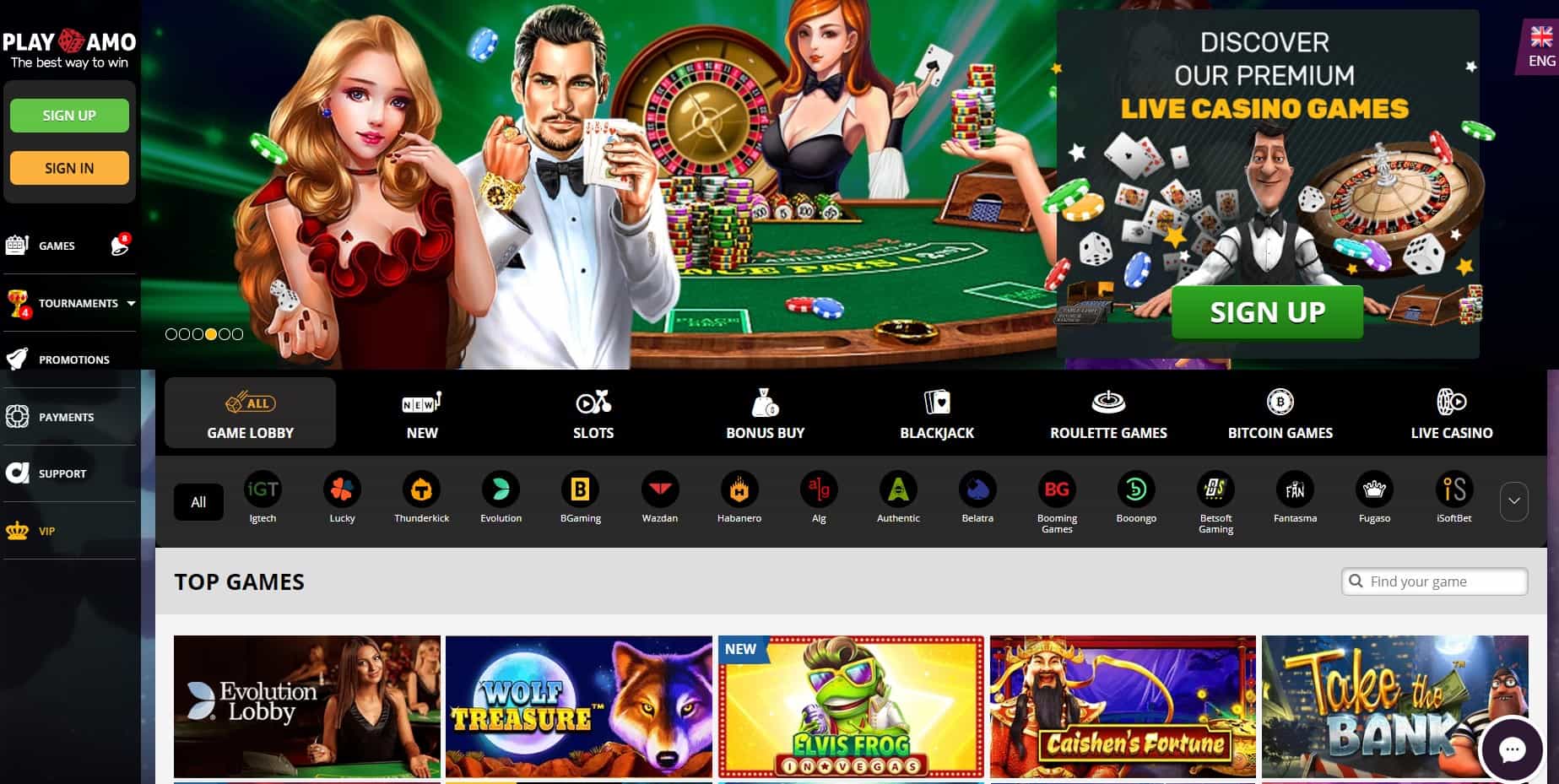 playamo casino homepage