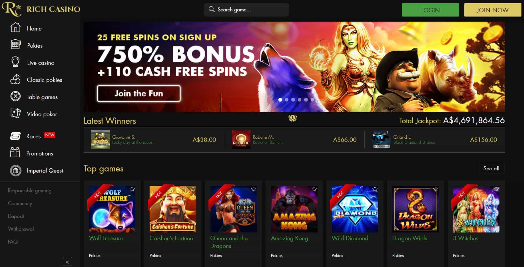 rich casino homepage