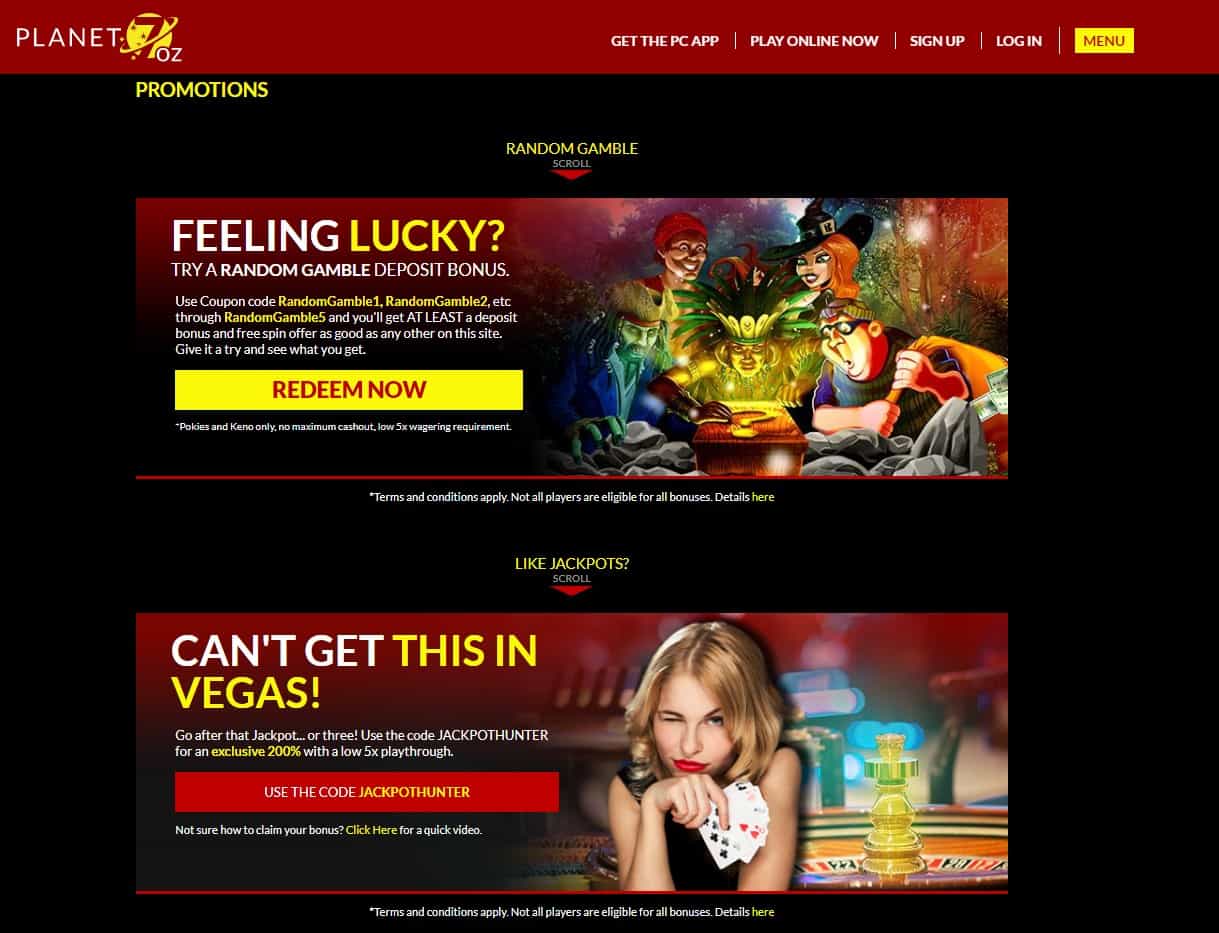 Planet 7 OZ casino promotions