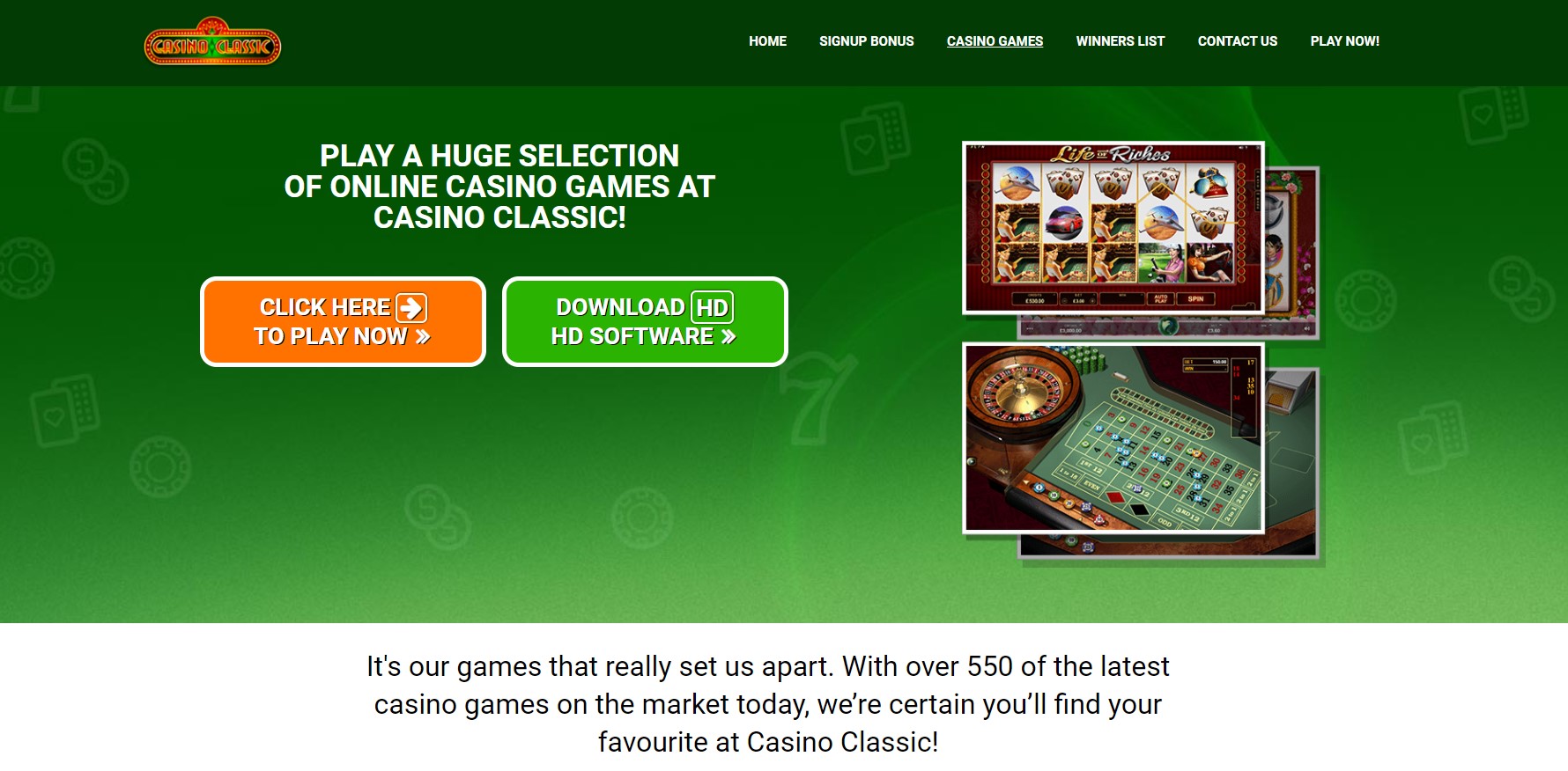 Casino Classic game offers