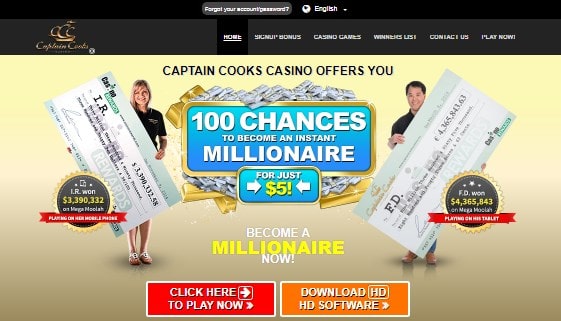 Captain Cooks Casino Homepage
