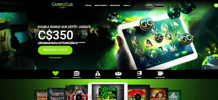 Gaming Club Casino Homepage