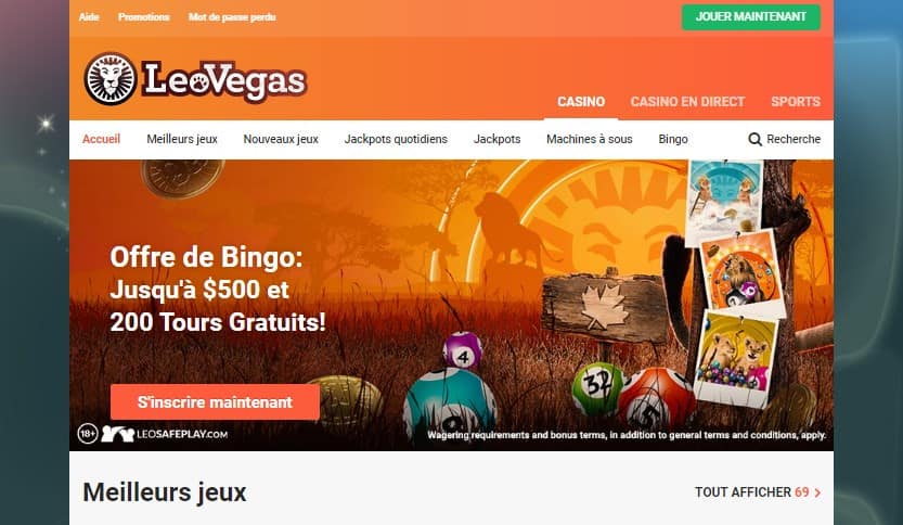 LeoVegas Casino Homepage
