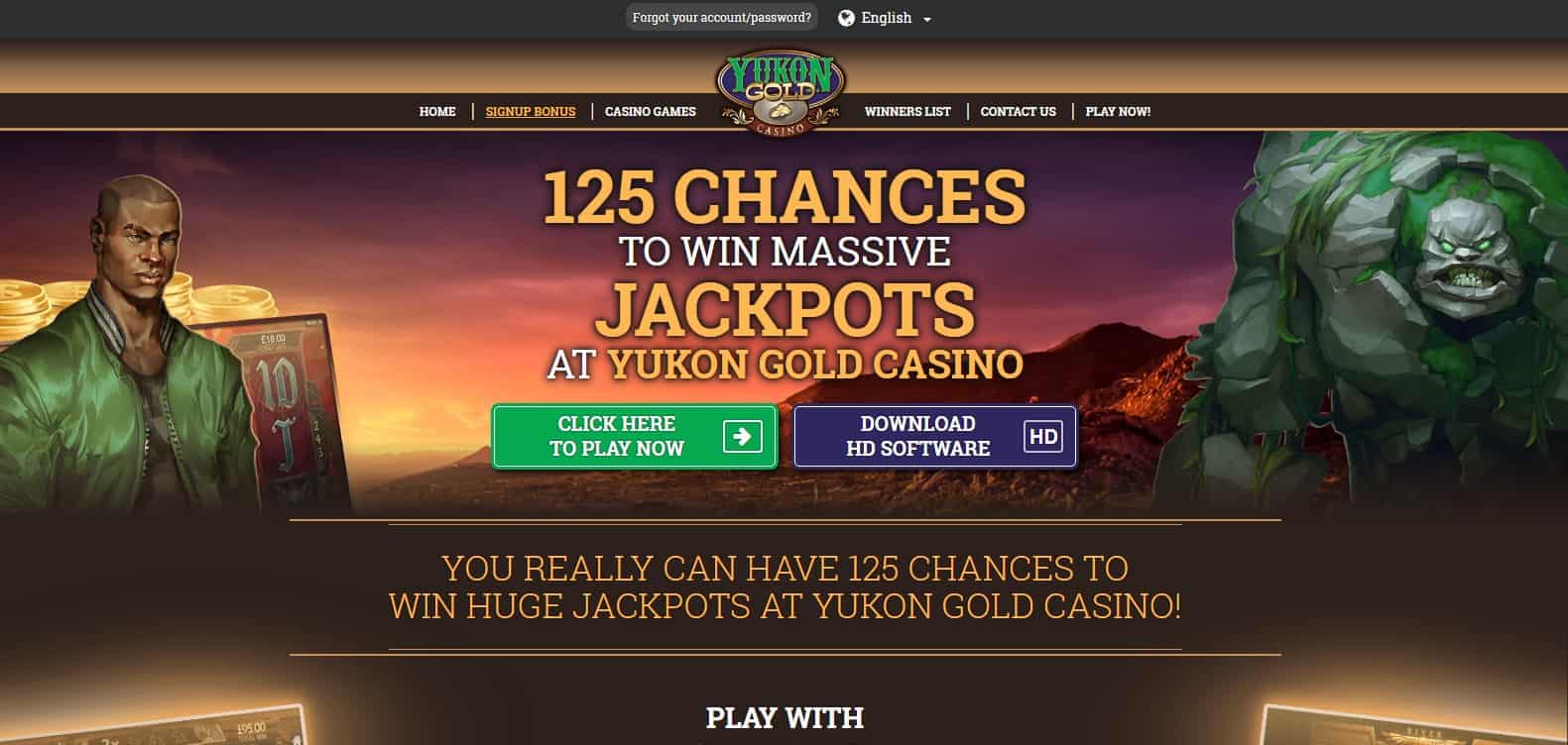 Yukon Gold Casino Homepage