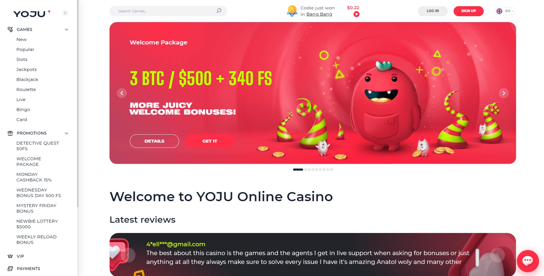 Yoju casino homepage