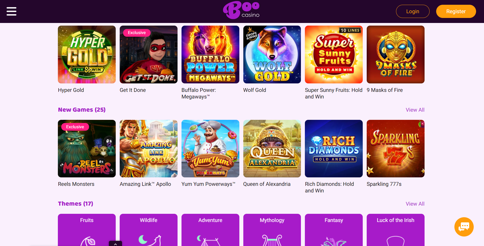 boo casino all games