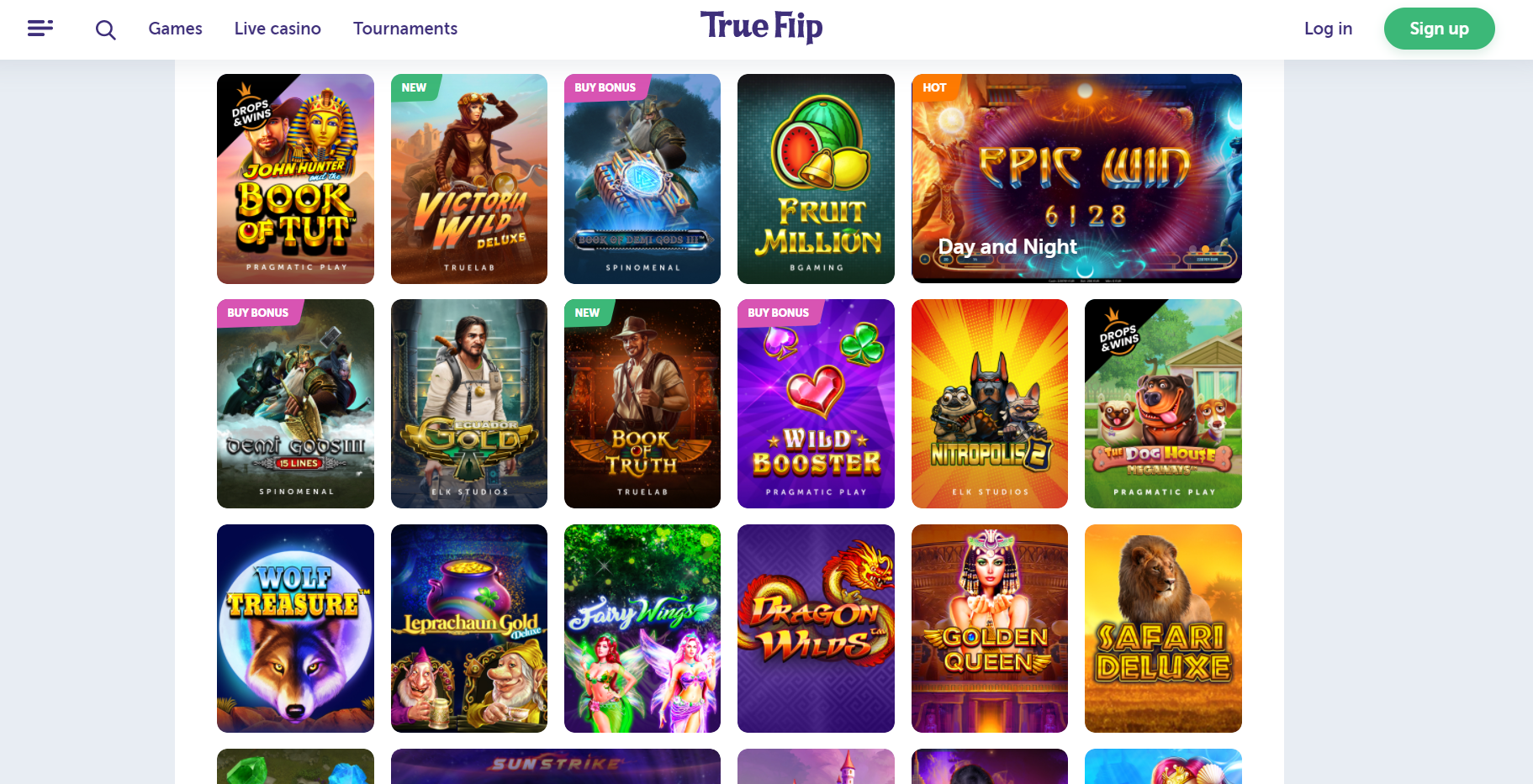 true flip casino game catalogue