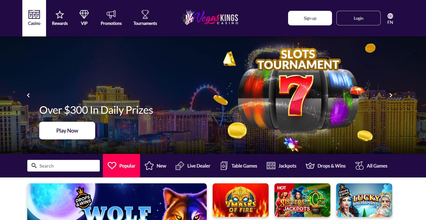 vegas kings casino main page
