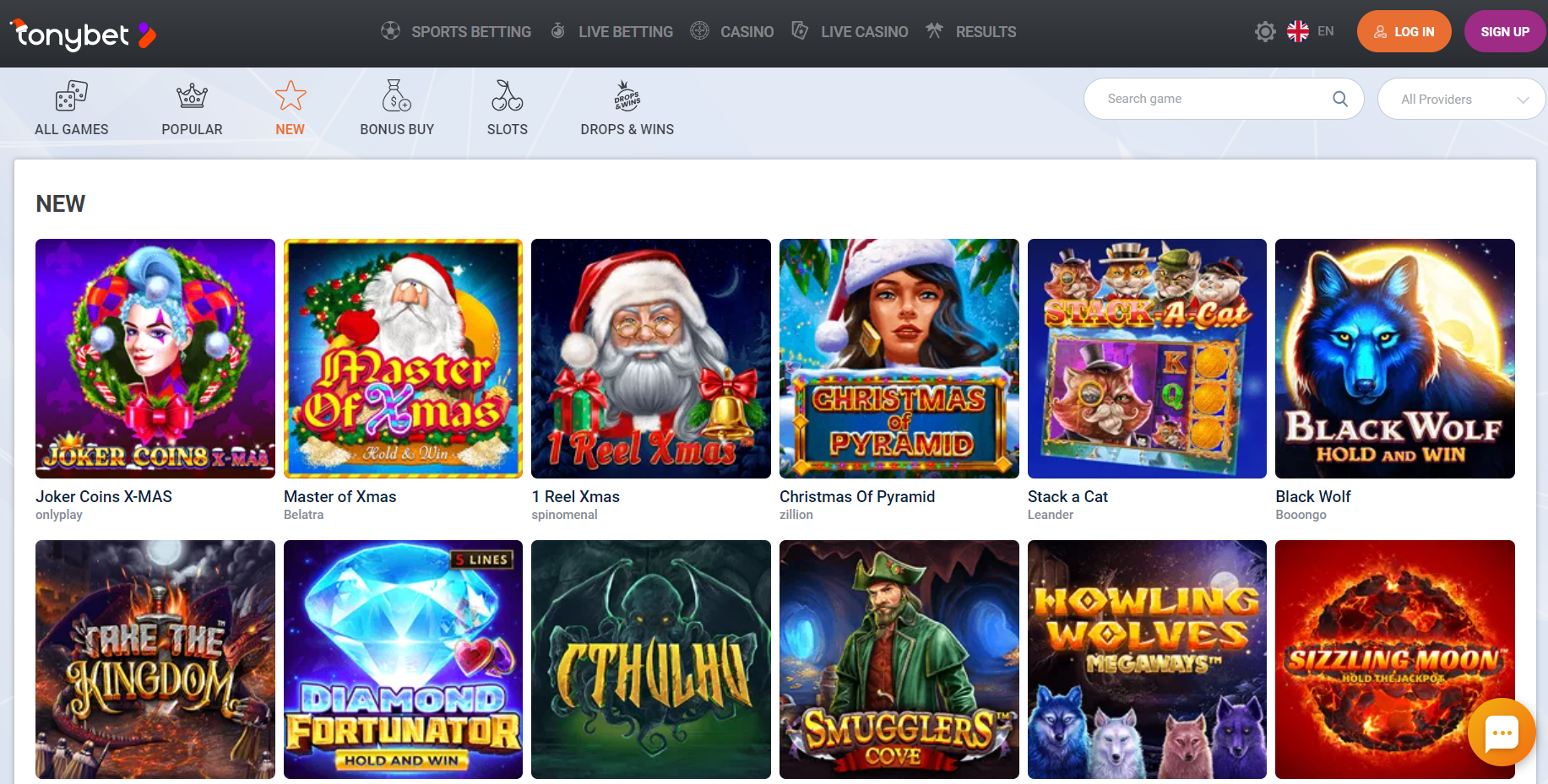 Tonybet casino new games