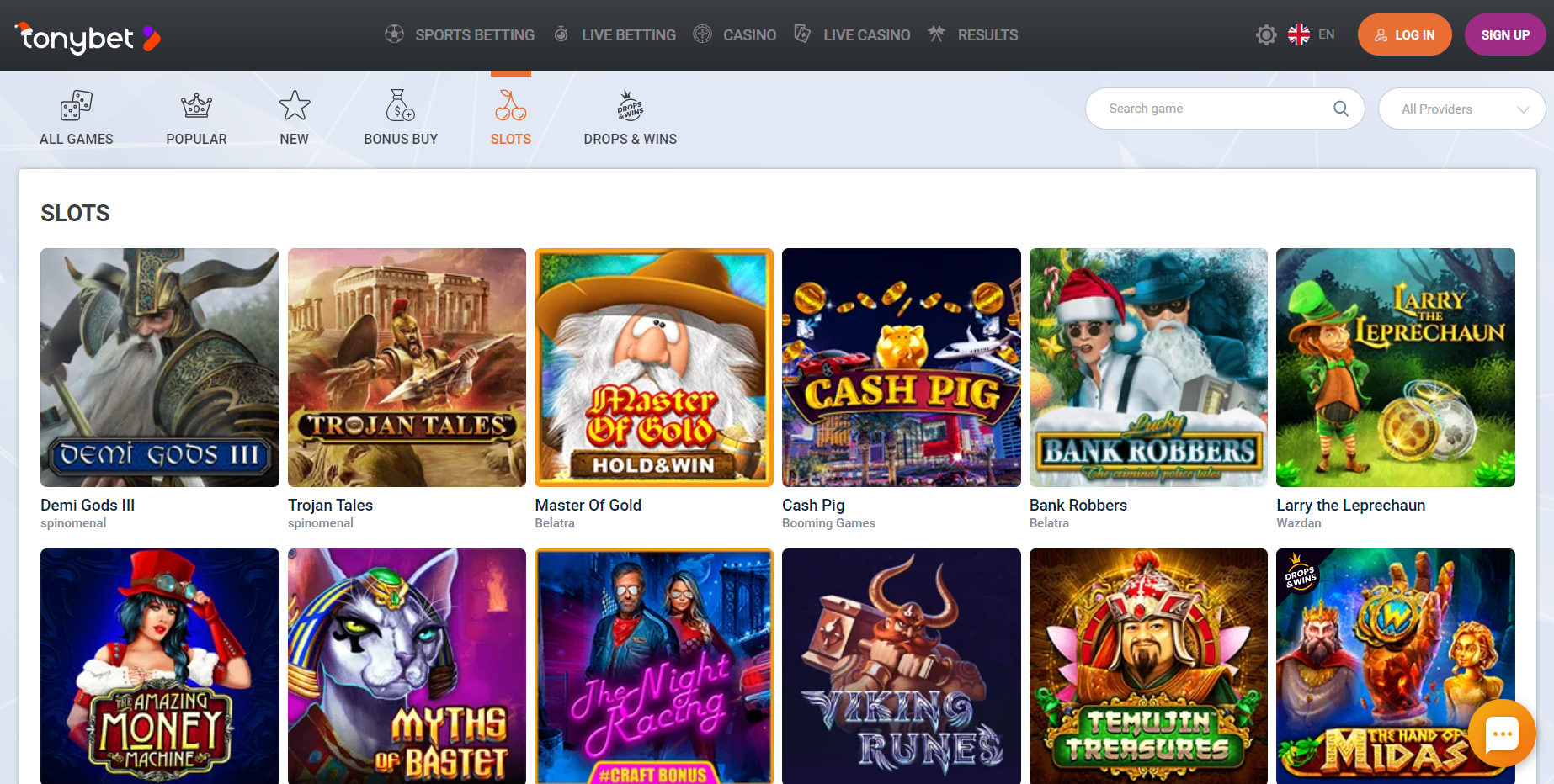 Tonybet casino slots