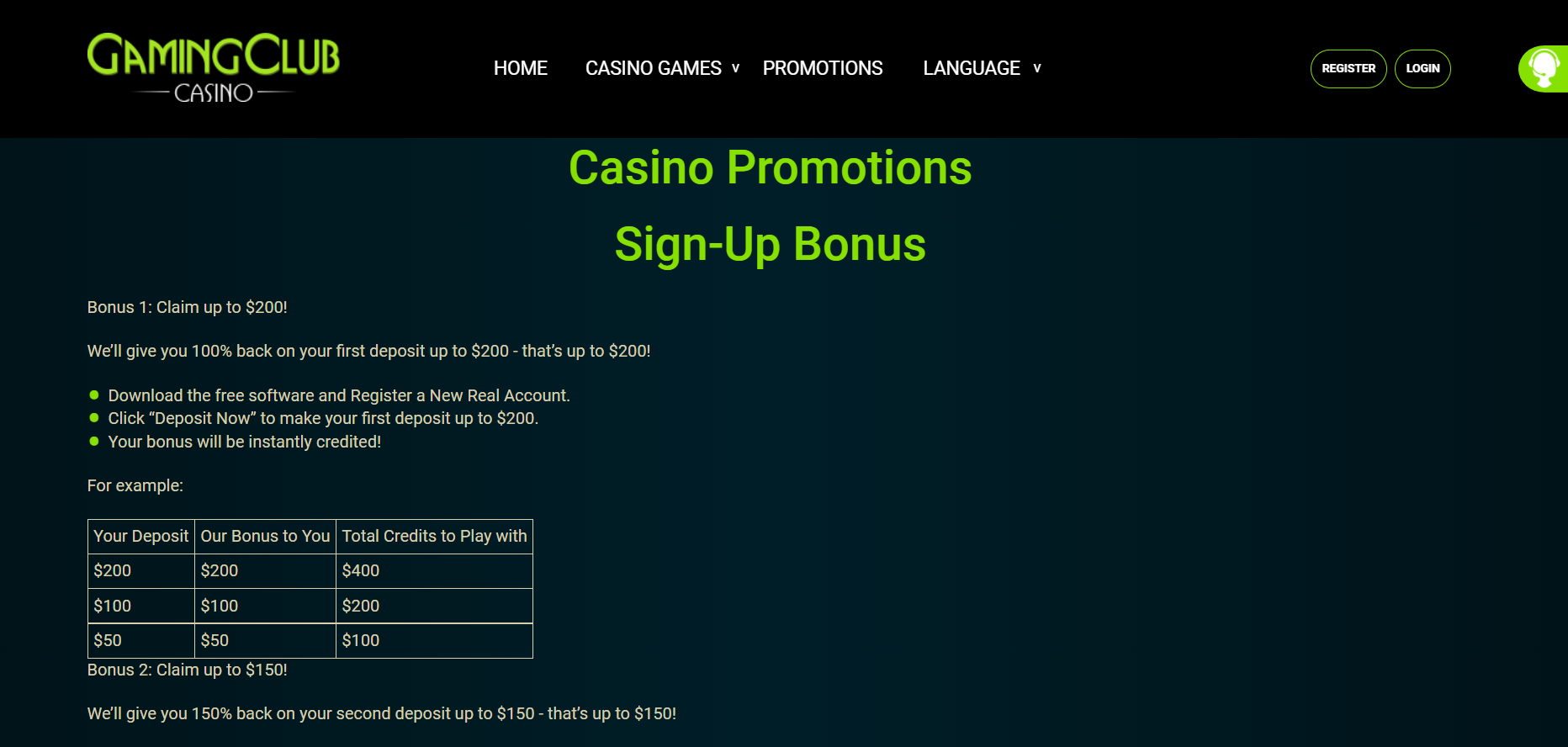 Gaming Club casino promotions