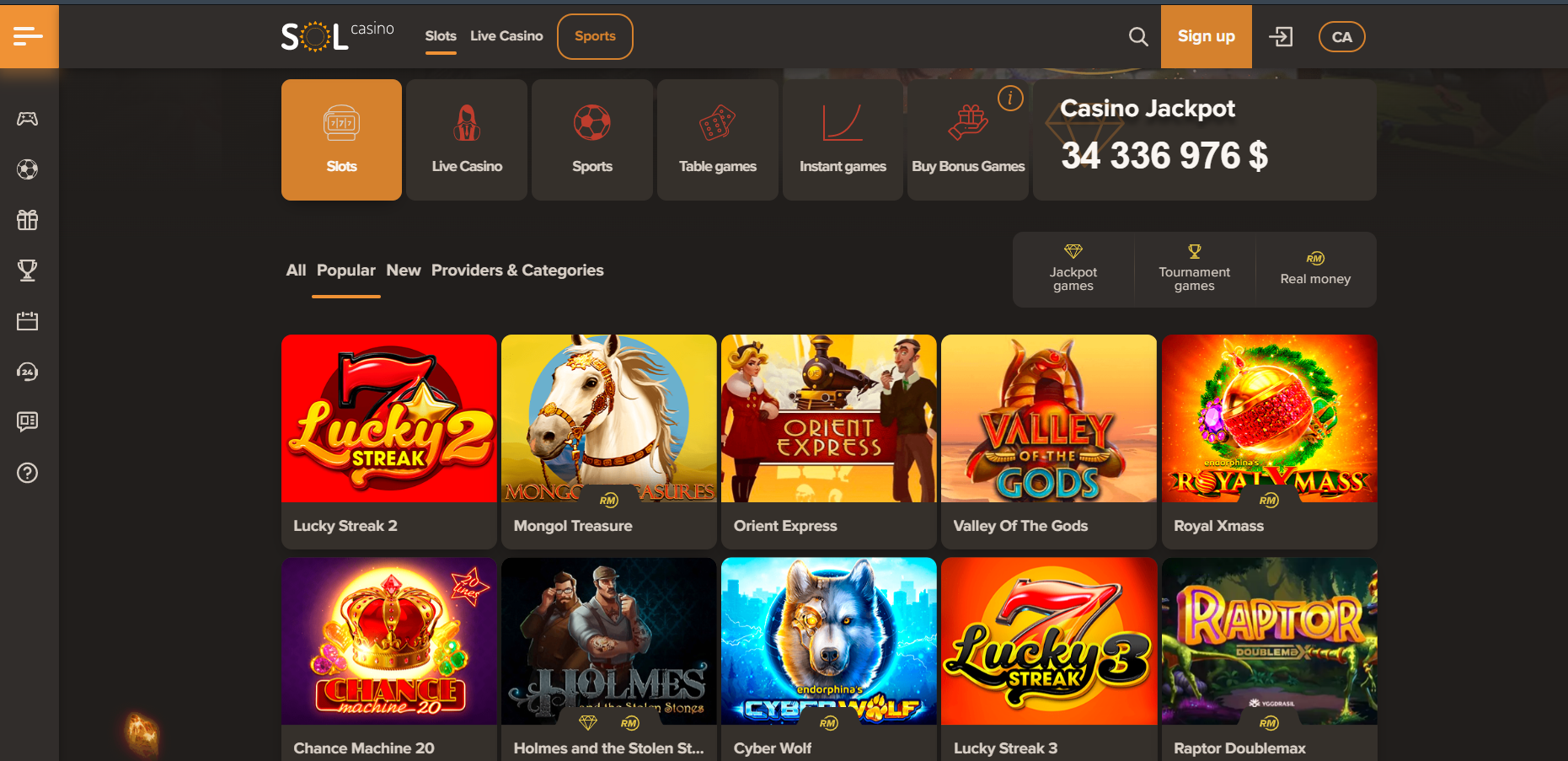 sol casino online slots